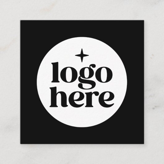 Black Minimal Logo QR Code Social Media Square スクエア名刺 (正面)