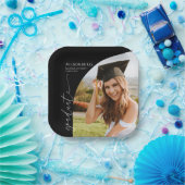 Black Minimal Minimalist Photo Arch Graduation ペーパープレート (パーティー)