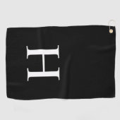 Black Minimal Modern Elegant Monogram ゴルフタオル (横)