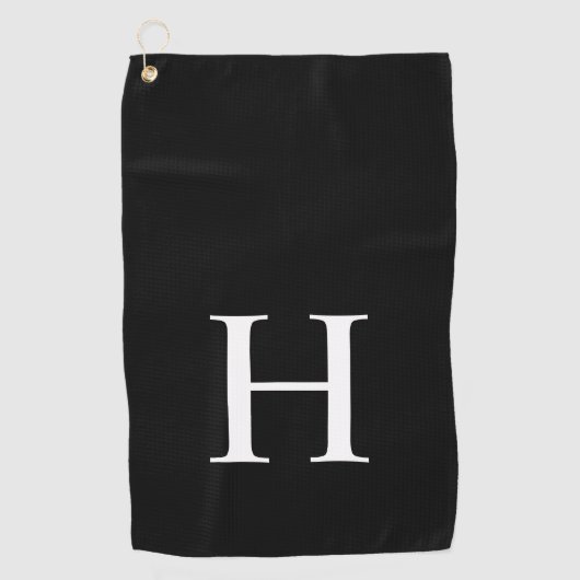 Black Minimal Modern Elegant Monogram ゴルフタオル (正面)