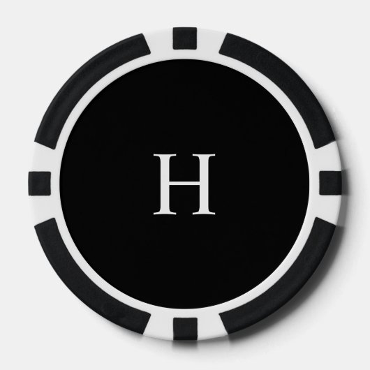 Black Minimal Modern Elegant Monogram ポーカーチップ (正面)