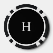 Black Minimal Modern Elegant Monogram ポーカーチップ (裏面)