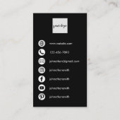 Black Minimal Photographer Elegant Business Card 名刺 (裏面)