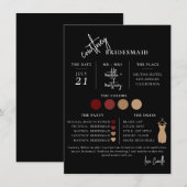 Black Minimal Script Bridesmaid info Template Card 招待状 (正面/裏面)