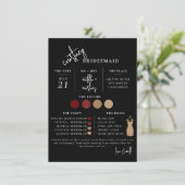 Black Minimal Script Bridesmaid info Template Card 招待状 (スタンド正面)
