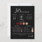 Black Minimal Script Bridesmaid info Template Card 招待状 (正面)