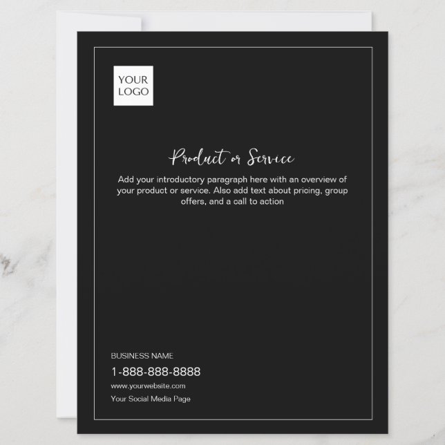 Black Minimal White Business Logo Marketing Flyer (正面)