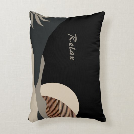 Black Minimalist Abstract Boho Mountains  アクセントクッション (正面(垂直))