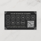 Black Minimalist Art Deco Loyalty Rewards Design ロイヤリティカード (裏面)