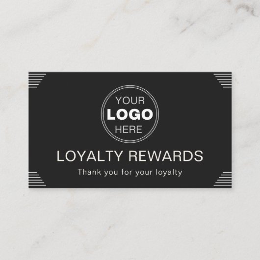 Black Minimalist Art Deco Loyalty Rewards Design ロイヤリティカード (正面)