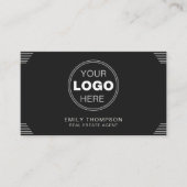 Black Minimalist Art Deco QR Code Layout 名刺 (正面)