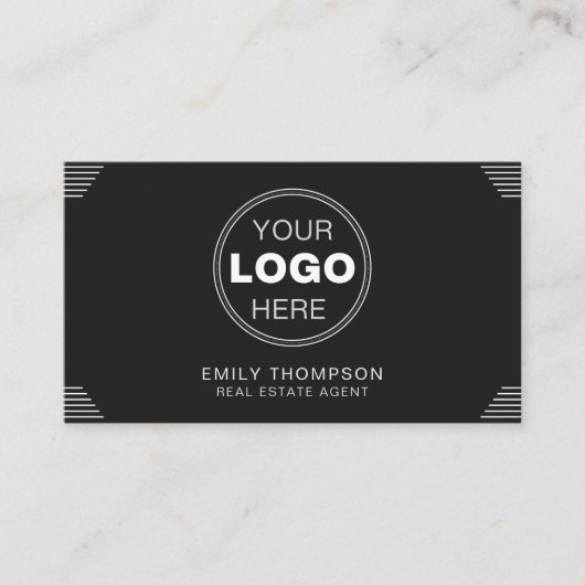 Black Minimalist Art Deco QR Code Layout 名刺 (正面)