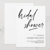 Black Minimalist Bridal Shower Invitation 招待状 (正面/裏面)
