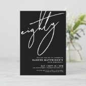 Black Minimalist Eighty 80th Birthday Party 招待状 (スタンド正面)