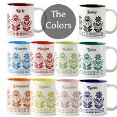 Black Minimalist Folk Art Floral Custom Name ツートーンマグカップ