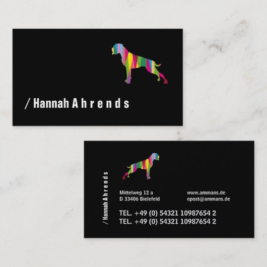 Black minimalist German Boxer Silhouette  名刺 (正面/裏面)