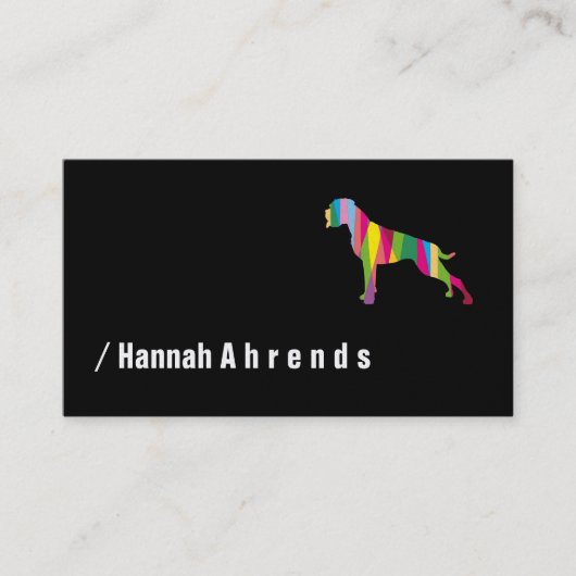 Black minimalist German Boxer Silhouette  名刺 (正面)