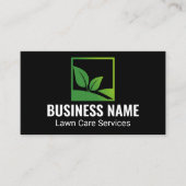 Black Minimalist Green Leaf Lawn Care 名刺 (正面)