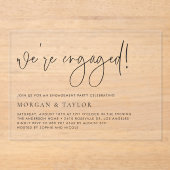 Black Minimalist Handwriting Engagement Party アクリル招待状 (正面)