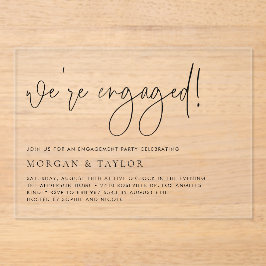 Black Minimalist Handwriting Engagement Party アクリル招待状