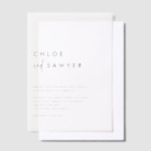 Black Minimalist Handwritten Script Modern Wedding ベラム紙招待状 (オフセット)