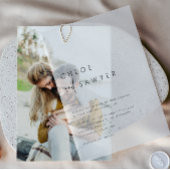 Black Minimalist Handwritten Script Modern Wedding ベラム紙招待状