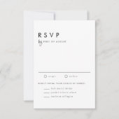 Black Minimalist Handwritten Script Modern Wedding 出欠カード (正面)