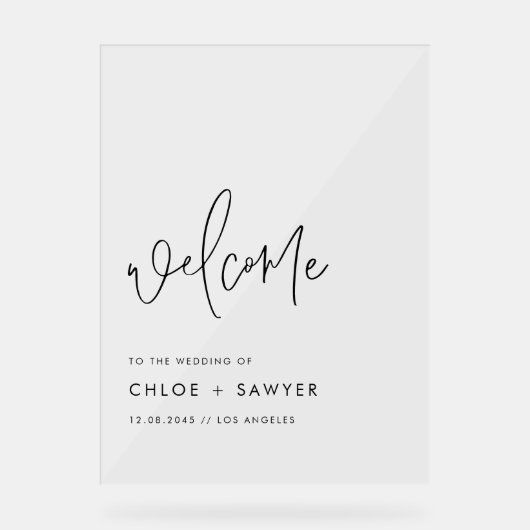 Black Minimalist Handwritten Script Wedding アクリルサイン (正面)