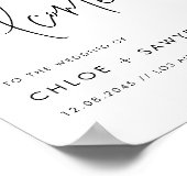 Black Minimalist Handwritten Script Wedding ポスター (角)