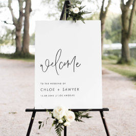 Black Minimalist Handwritten Script Wedding ポスター