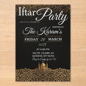 Black Minimalist Mosque Ramadan Iftar Party  アクリル招待状 (正面)