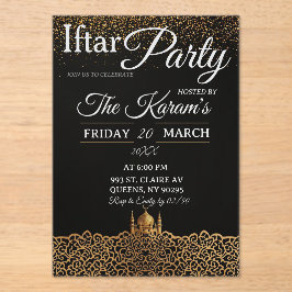 Black Minimalist Mosque Ramadan Iftar Party  アクリル招待状