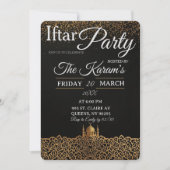 Black Minimalist Mosque Ramadan Iftar Party  招待状 (正面)