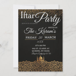 Black Minimalist Mosque Ramadan Iftar Party  招待状