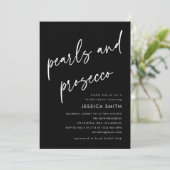 Black Minimalist Pearls and Prosecco Bridal Shower 招待状 (スタンド正面)