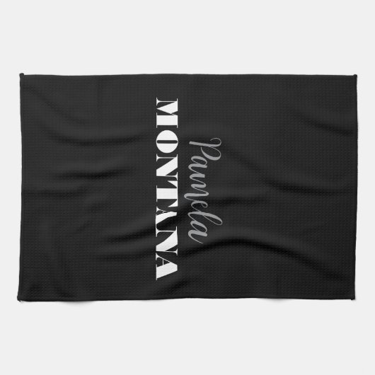 Black Minimalist Personal Modern キッチンタオル (横)