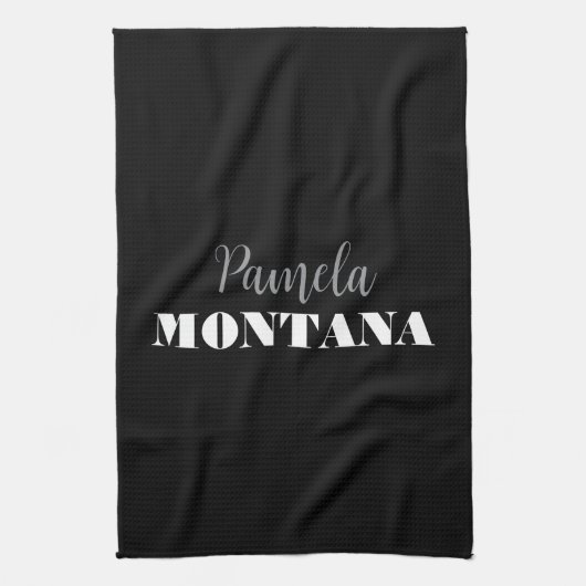 Black Minimalist Personal Modern キッチンタオル (縦)