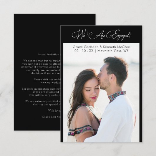 Black Minimalist Personalized Photo Elegant Script (正面/裏面)