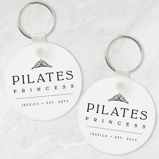 Black Minimalist Personalized Pilates Princess キーホルダー