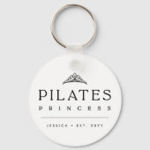 Black Minimalist Personalized Pilates Princess キーホルダー (正面)