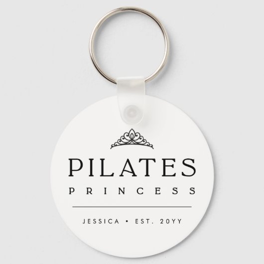 Black Minimalist Personalized Pilates Princess キーホルダー (正面)