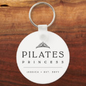 Black Minimalist Personalized Pilates Princess キーホルダー (正面)