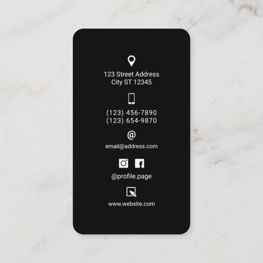 Black minimalist phone shape Business Card 名刺 (裏面)