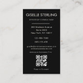 Black Minimalist Photo QR Code Modern  名刺 (裏面)