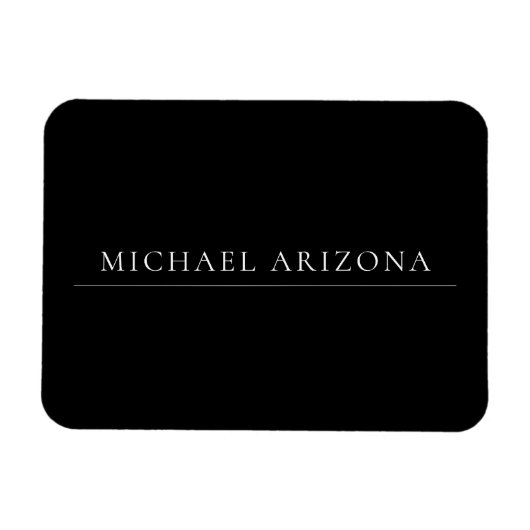 Black Minimalist Plain Modern Own Name マグネット (横)