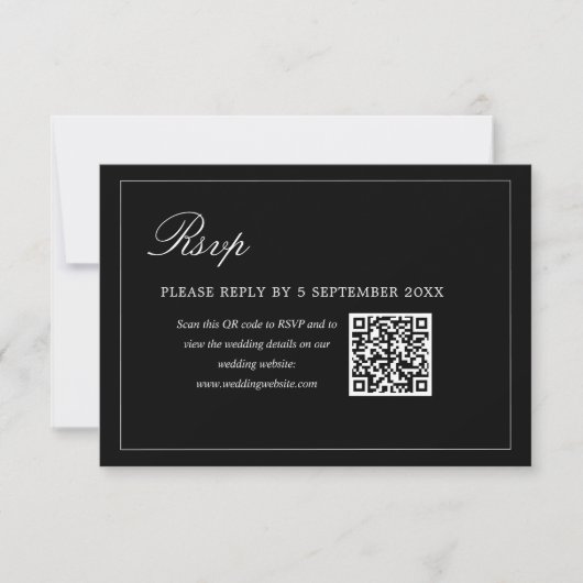 Black Minimalist QR Code RSVP Wedding Enclosure (正面)