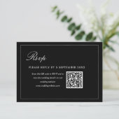 Black Minimalist QR Code RSVP Wedding Enclosure (スタンド正面)
