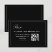 Black Minimalist QR Code RSVP Wedding Enclosure (正面/裏面)