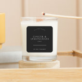 Black Minimalist Scented Soy Candle Label スクエアシール