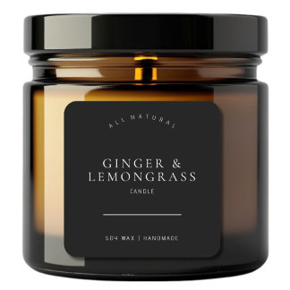 Black Minimalist Scented Soy Candle Label スクエアシール